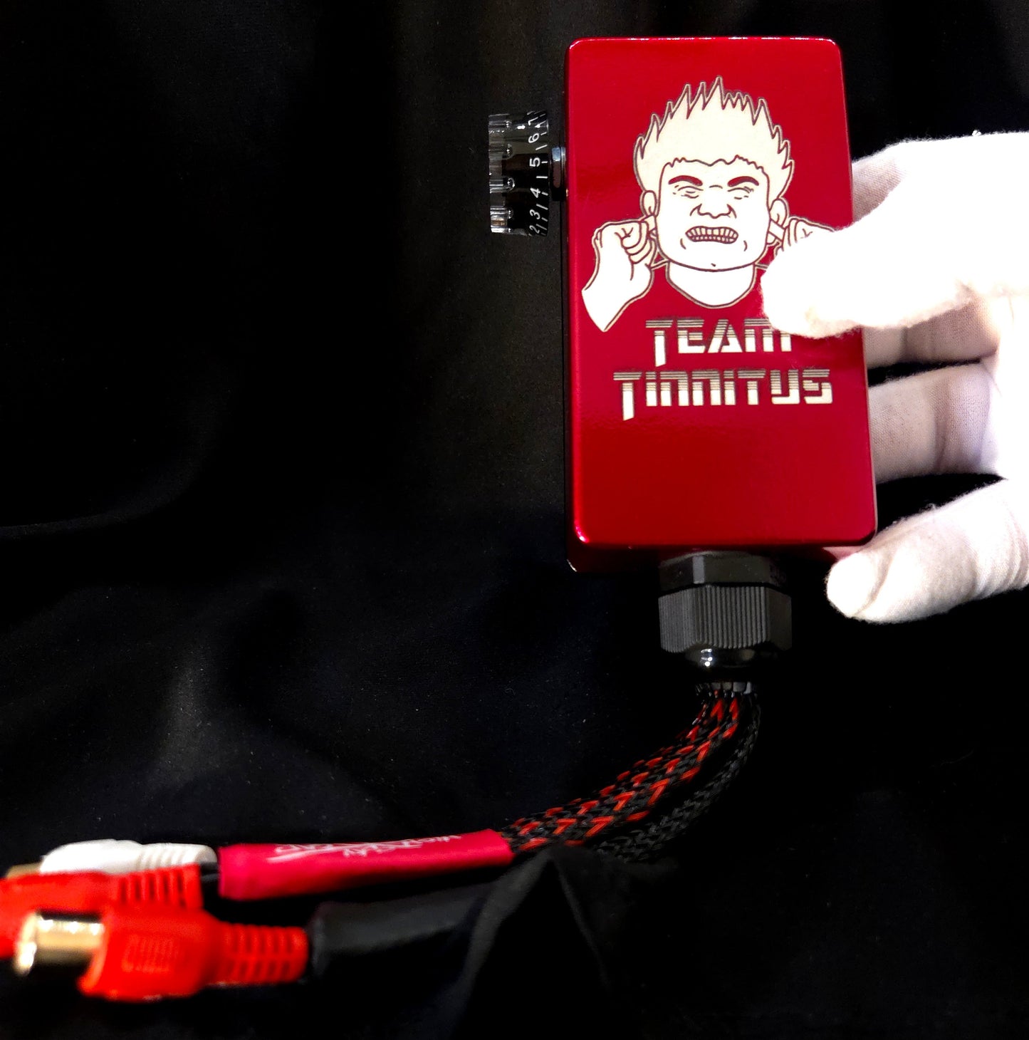 Candy Apple Red & Black Bass Knob